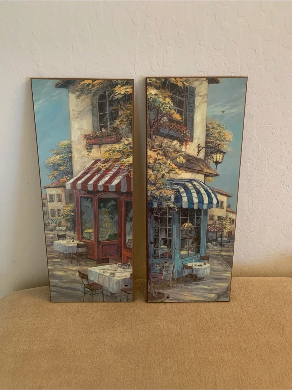 Blue & Red Bistro Cafe Wall Art Pair